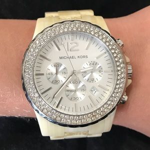 MICHAEL KORS white tortoiseshell watch